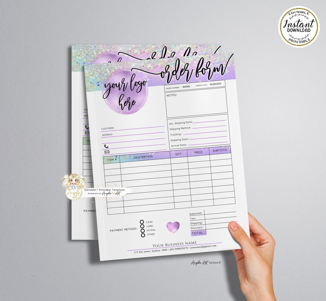 ELF - Holographic Glitter Order Form Template - EDITABLE Printable ...