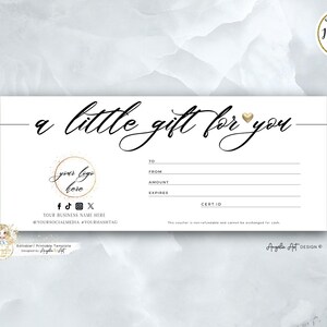 Plantilla de certificado de regalo imprimible, editable y moderna Plantilla de certificado de regalo editable simple Descarga instantánea AGREGUE su LOGOTIPO Plantilla de tarjeta de regalo