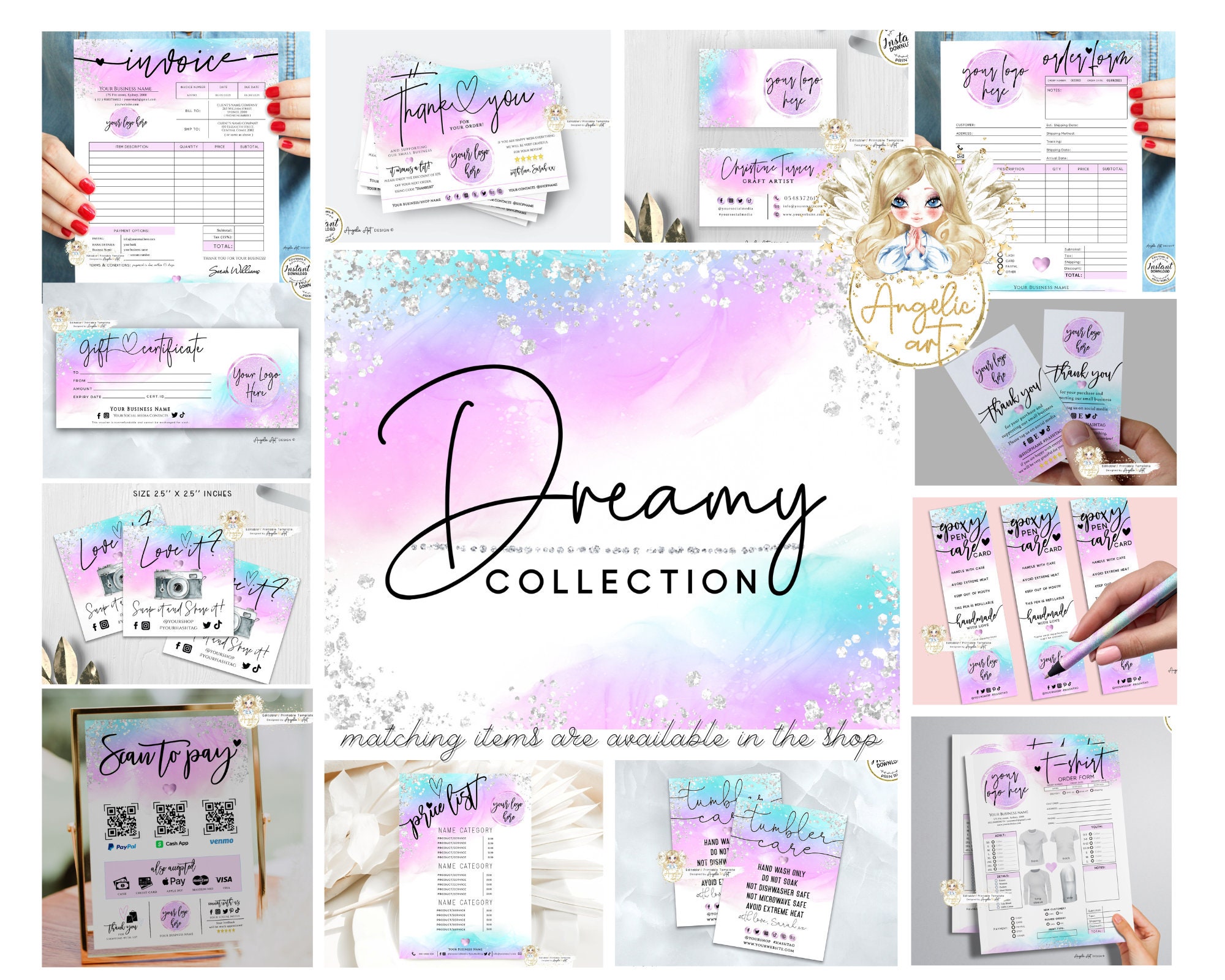 DREAMY - Pastel T-SHIRT Order Form Template, Modern Editable Printable ...