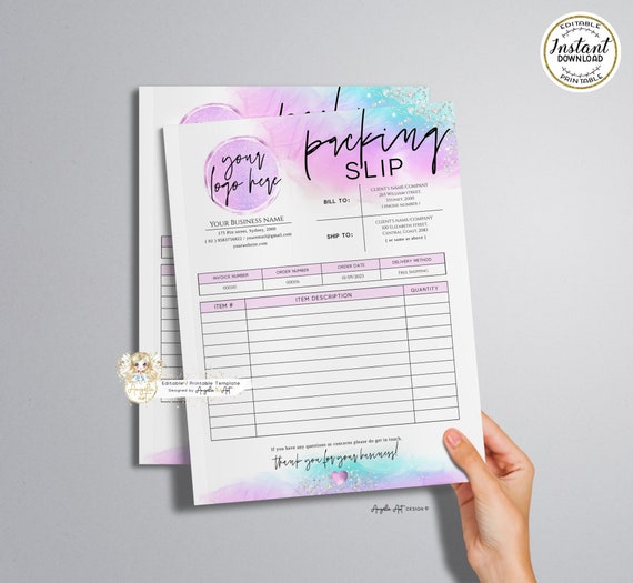 DREAMY Editable Lilac Pink Blue Packing SLIP Template, Printable PASTEL  Business Order Form Delivery Note Business Invoice Packaging - Etsy