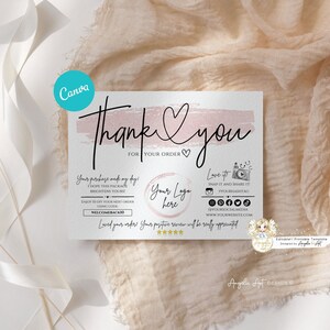 Editable CANVA Rosegold Business Thank You Insert Card Template, Modern ...