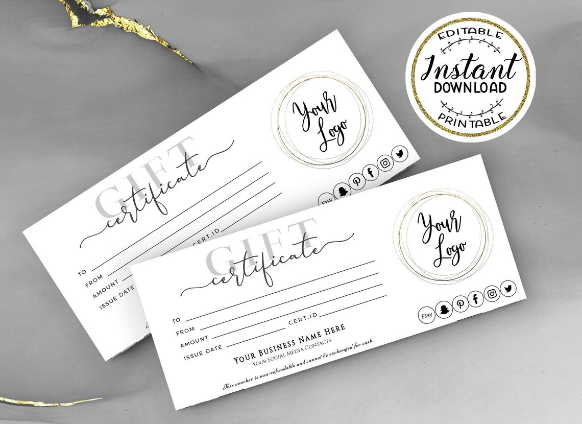 Printable Gift Certificate Modern Gift Certificate Template | Etsy