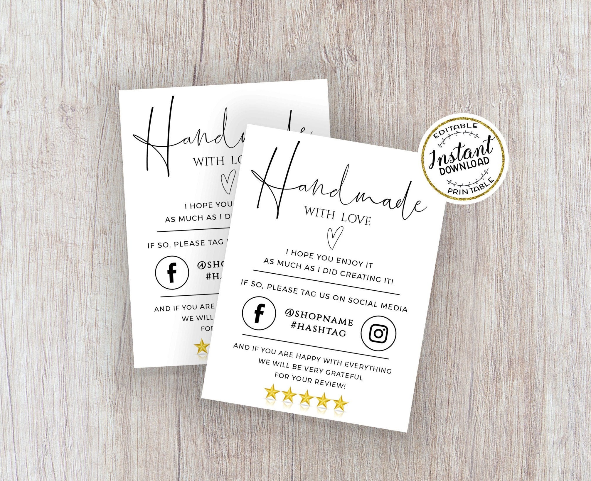 Small Handmade Business Insert Card Simple Minimalist Insert Etsy UK