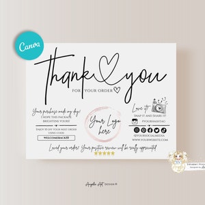 CANVA Editable SIMPLE Business Thank You Insert Card Template, Modern ...