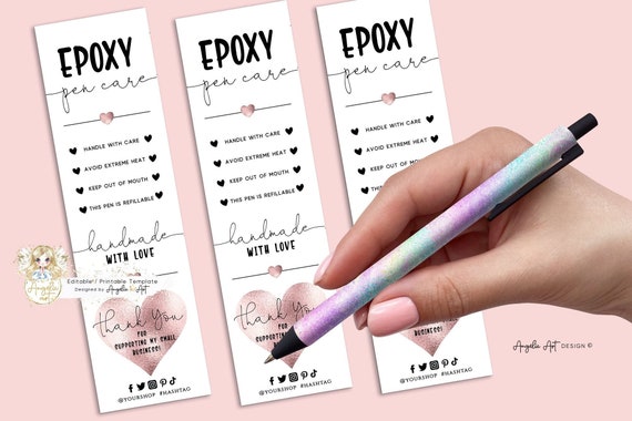 EPOXY Pen Care Editable Pen Care Instructions Template | Etsy