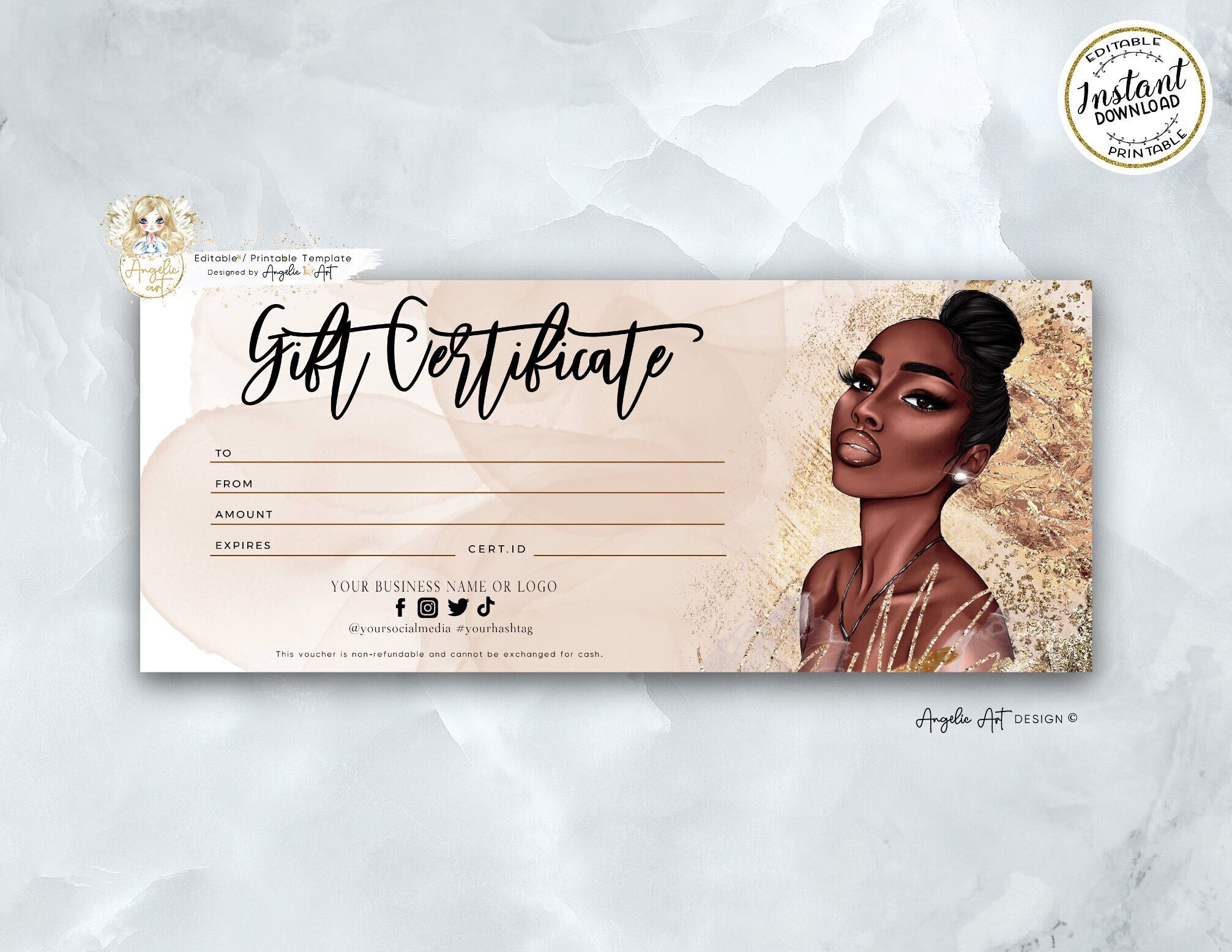 African American Beauty Gift Certificate Template Luxury - Etsy Denmark