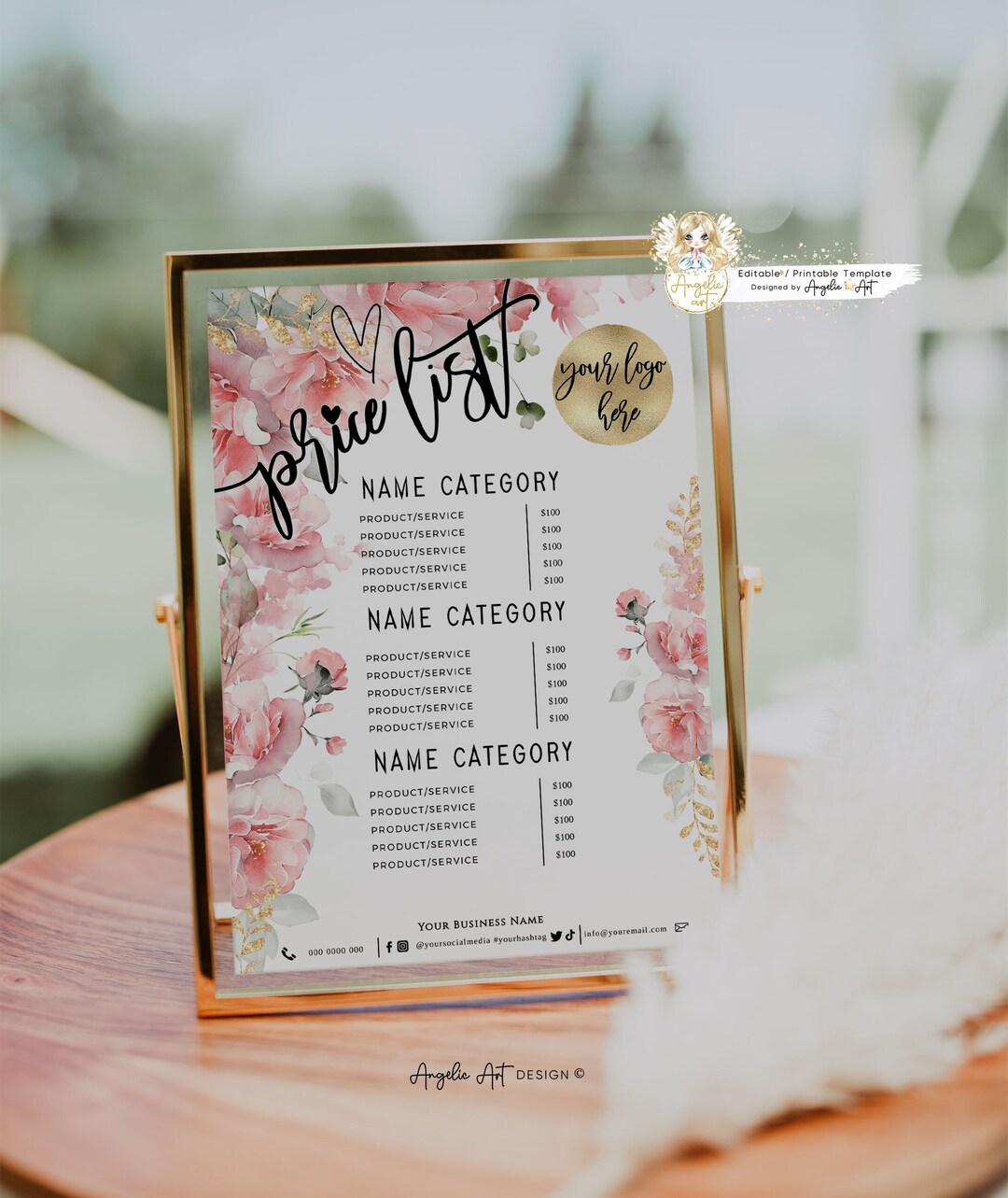 Editable FLORAL Price List Template Printable Business Pricing Etsy