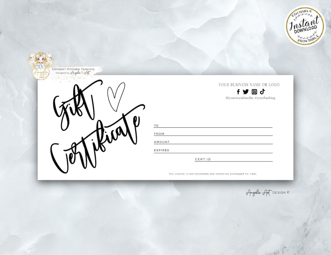 FITNESS Workout Personal Trainer Gift Certificate Template Rosegold Glitter  EDITABLE Printable Gift Card Sport Fitness Gift Voucher 