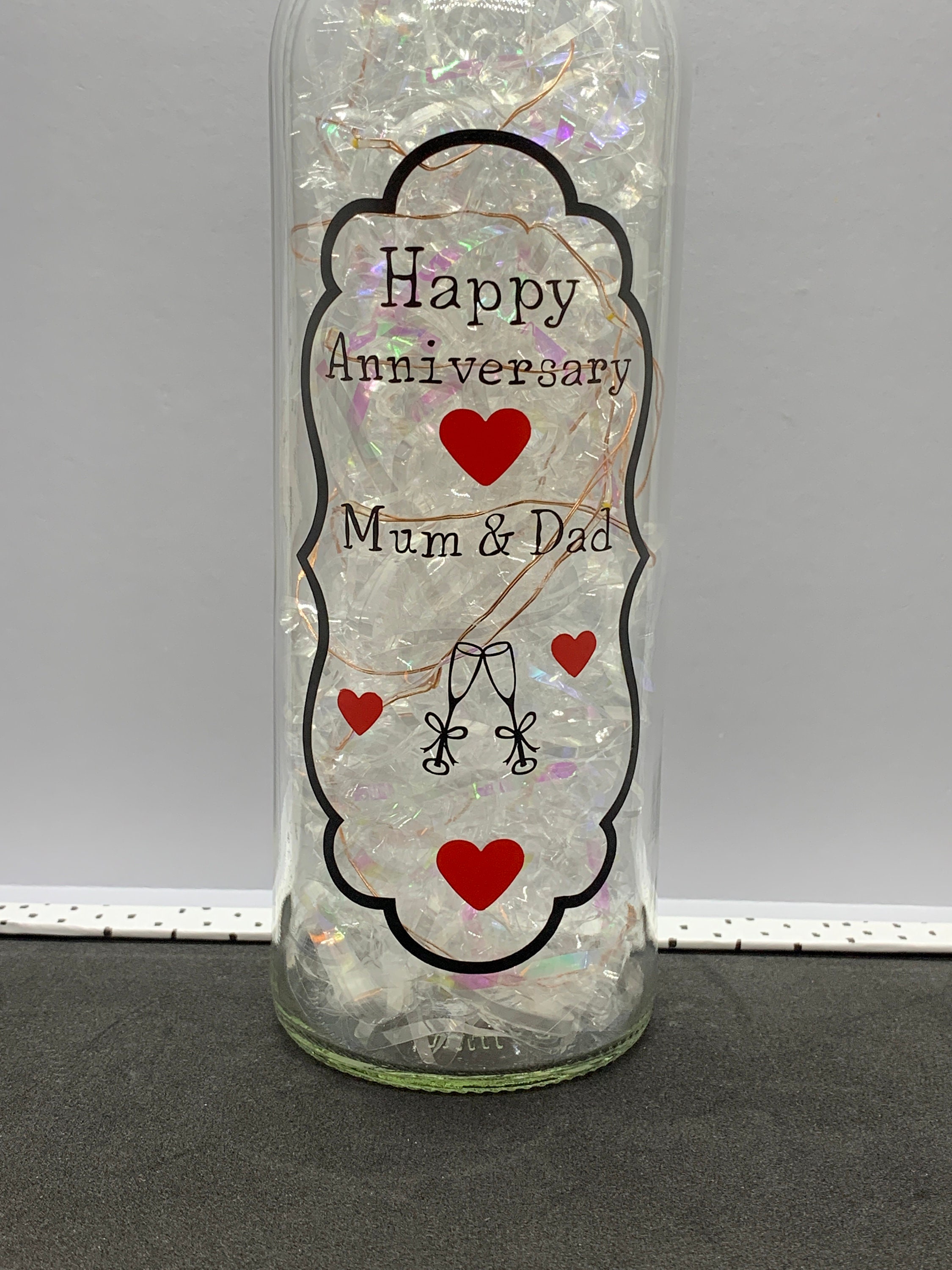 Personalised Anniversary Bottle with lights Anniversary Etsy
