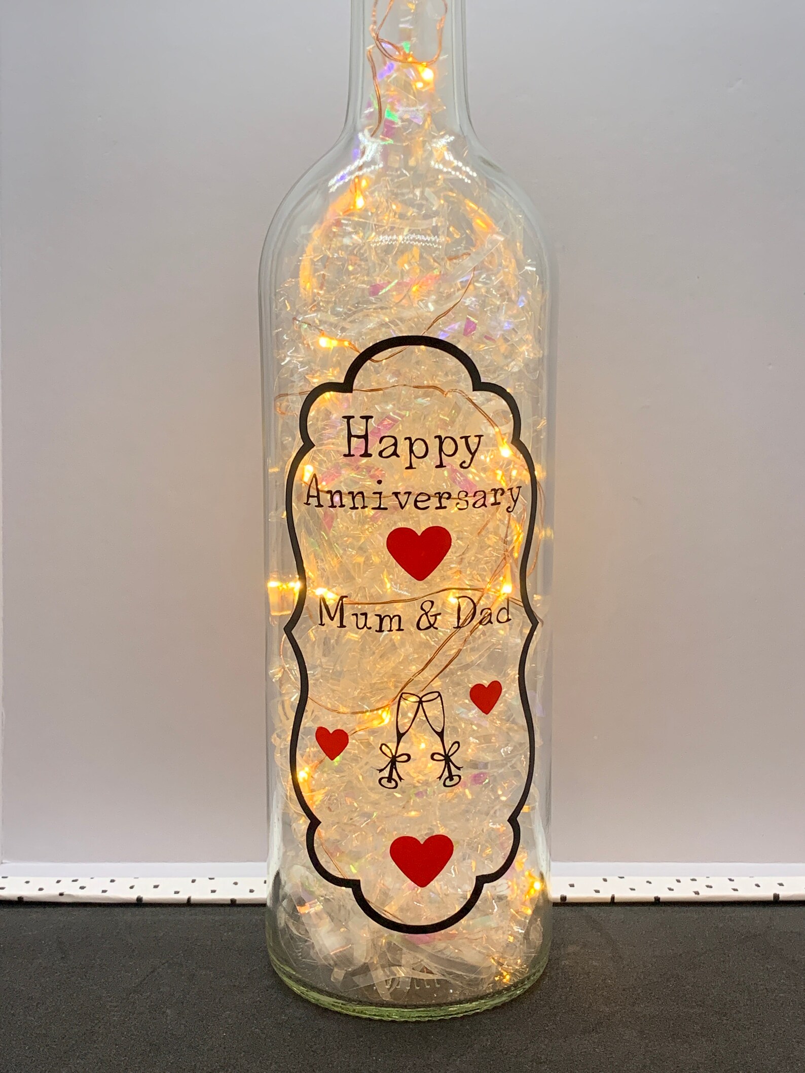 Personalised Anniversary Bottle with lights Anniversary Etsy