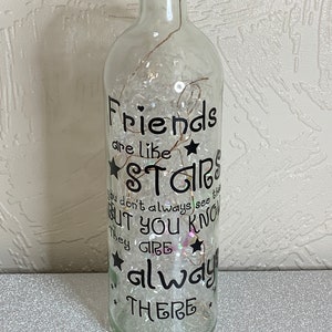 Personalised bottle with lights, Friends are like stars bottle with lights, Keepsake Gift for a Friend,Friendship Gift