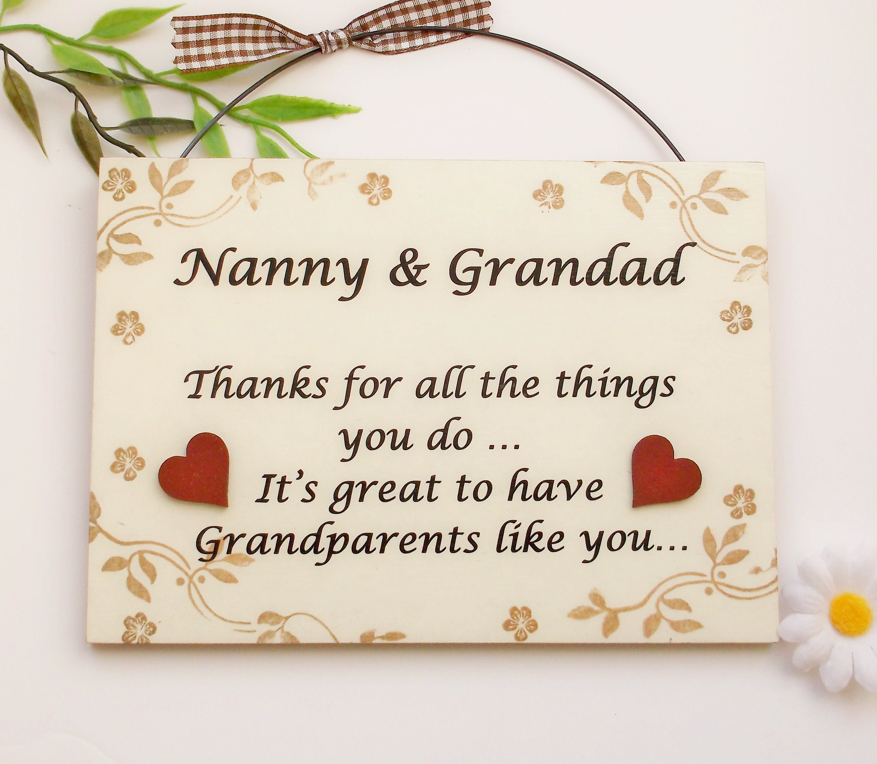 Great Grandparent Gifts for Grandma Nanny Wood Heart Sign Plaque Birthday Card 