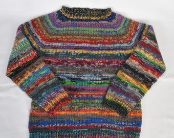 Kinderpullover 5-6J handgestrickt Unikat einzigartig upcycling