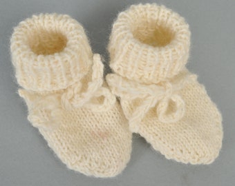 Babysocken Babyschuhe naturweiß Wolle bis 6 Monate