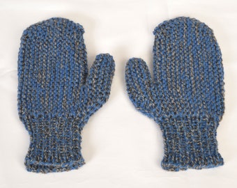 Thick warm children mittens about 9-11 years hand-knitted wool