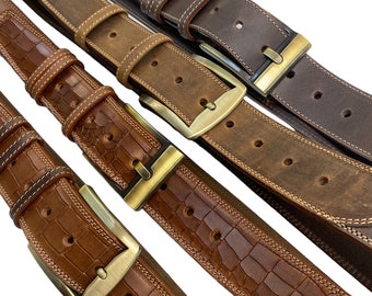 Personalized Unique Durable Full Grain Stitched Leather Belts, Limited Edition |Handcrafted Made in DDDesign.si | Gift for Him, Gift for Dad