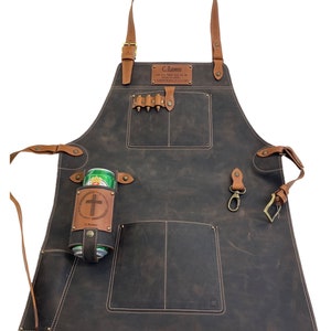 Personalized durable leather apron Cartridges/Chef apron 3 sizes/Cooking apron sewn borders/Butcher, Blacksmith, Woodwork crossbody apron