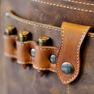 Personalized leather Aprons with soft touch. Cow  Leather. Cartridges on the apron. Beer holster and pockets.