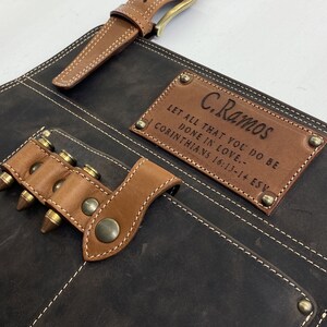 Personalized leather Aprons with soft touch. Cow  Leather. Cartridges on the apron. Beer holster and pockets.