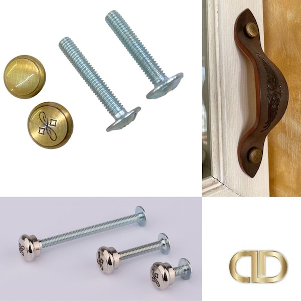 Leather Drawer Pulls/Handles Upgrade To Round Brass Capped Screws