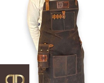 Personalized durable leather apron Cartridges/Chef apron 3 sizes/Cooking apron sewn borders/Butcher, Blacksmith, Woodwork crossbody apron