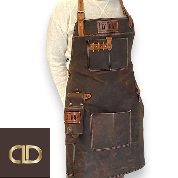 Personalized durable leather apron Cartridges/Chef apron 3 sizes/Cooking apron sewn borders/Butcher, Blacksmith, Woodwork crossbody apron