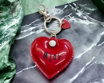 Personalized Red Heart Keyring / Soft Touch / With Silicone Filler /  Gift For Business, Valentine's Day, Birthday,...