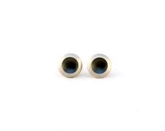 Black Hole Earrings / Oxidized Minimal 925 Sterling Silver Ear Studs