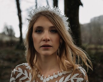 Gold Quartz Crown Crystal Wedding Hair Accessory Couronne Etsy