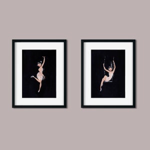 20s inspired mini fine art prints, black and white illustrations, gouache painting, flappers, girly, sparkly outfit, swing, dancing
