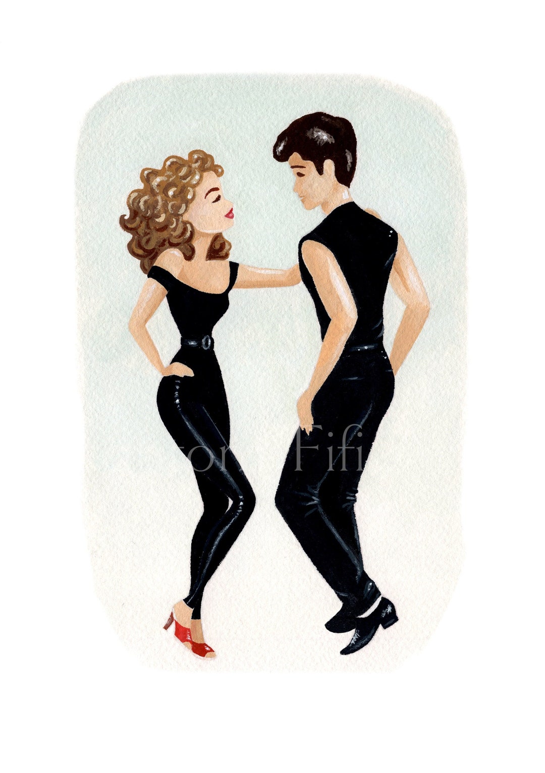 Grease Inspired Art Print From Original Gouache Painting Etsy
