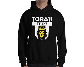 Torah Tees Lion of Judah Logo Black and Gold Hooded Sweatshirt