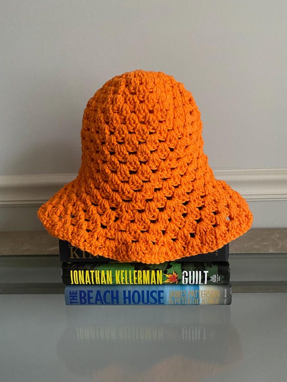 Handmade Crochet Bucket hat orange granny Orange Crochet Bucket Hat for Women Crochet Hat Handmade  main image 4
