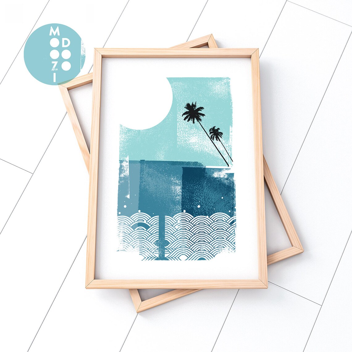Ocean View Blue. Nautical Wall Art. Ocean Art Print. Palm Tree Etsy