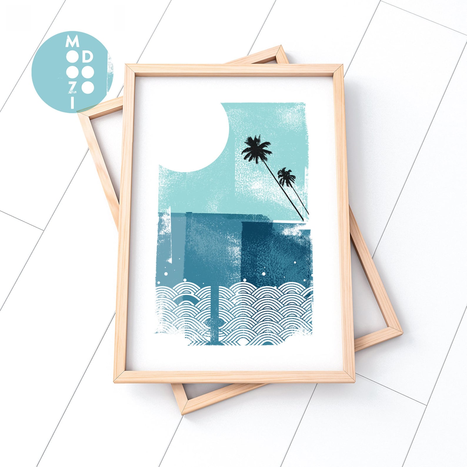 Ocean View Blue. Nautical Wall Art. Ocean Art Print. Palm Tree Etsy