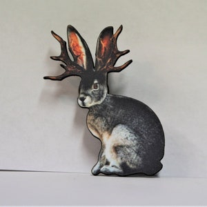 Woodcut Jackalope Rare Earth Magnet