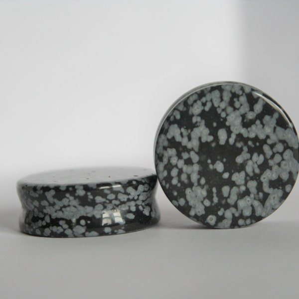 Snowflake Obsidian Stone Ear Plugs Natural Stone Assorted Sizes