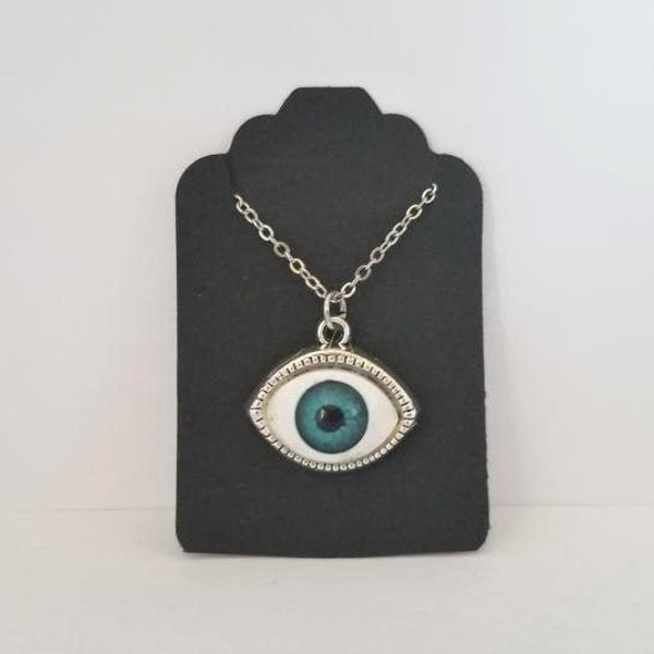 Realistic Resin Evil Eye Eyeball Necklace Blue Assorted Chain Lengths