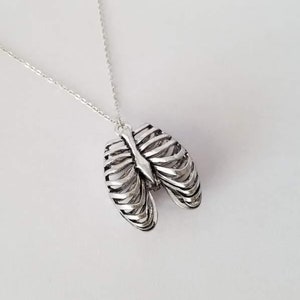 Silver Anatomical Anatomy Ribcage Necklace Assorted Chain Lengths