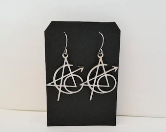 Stainless STeel Avengers Symbol Logo Dangle Earrings