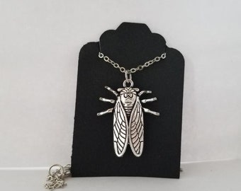 Simple Silver Cicada Charm Necklace