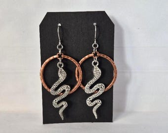 Hypoallergenic Snake Hoops Dangle Earrings
