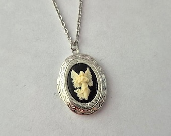 Victorian Style Angel Cameo Locket You Choose Length