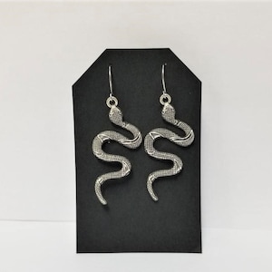 Hypoallergenic Silver Snake Dangle Earrings with Stainless Steel Ear Wire