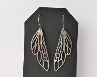 Boucles d'oreilles pendantes ailes de cigale en acier inoxydable