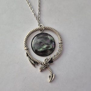 Dragon Pendant Necklace w/ Faux Abalone