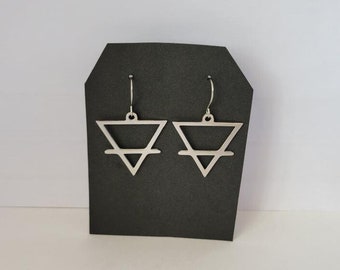 Earth Sign Symbol Stainless Steel Dangle Earrings