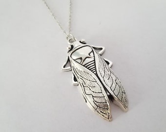 Large Silver Cicada Necklace Assorted Chain Lengths