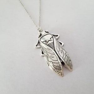 Large Silver Cicada Necklace Assorted Chain Lengths