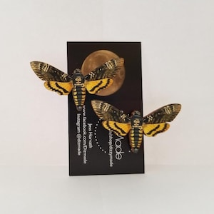 Woodcut Hawkmoth Death's Head Moth Hair Clip Single or Set of Two